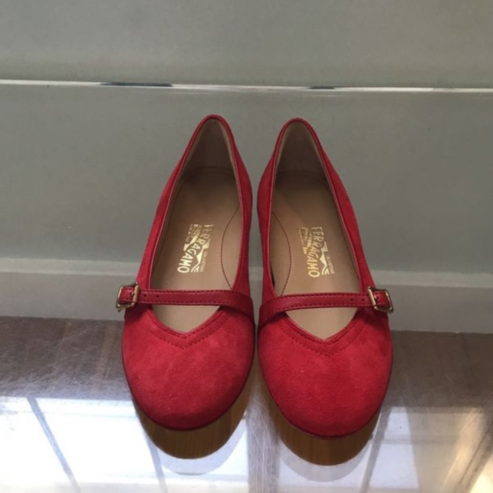 Red Ferragamo Toddler Girls Flats.  Brand New.